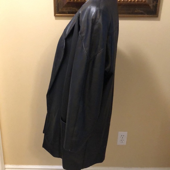 Parody Vintage Leather Unconstructed Open Jacket, shoulder pads, deep pockets - Picture 8 of 13